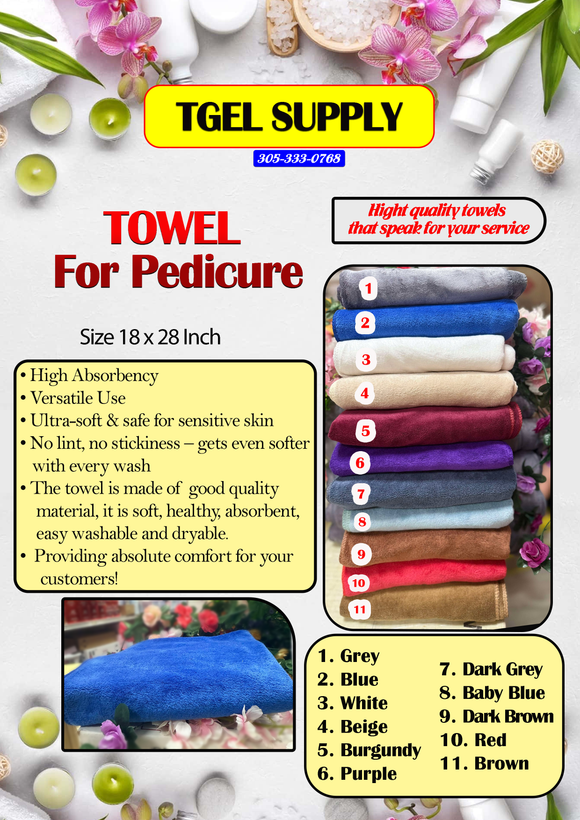 100 Pcs Towels For Pedicures size 18 x 28 inch khan Lon