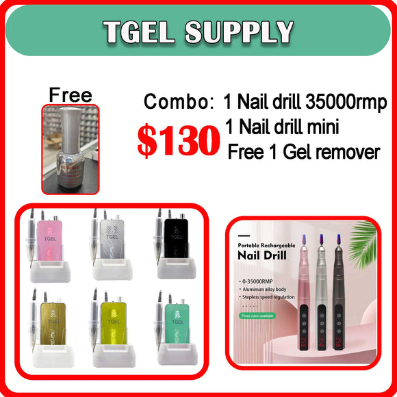 COMBO Nail Drill 35000rpm + Nail Drill Mini Free 1 Gel Remover