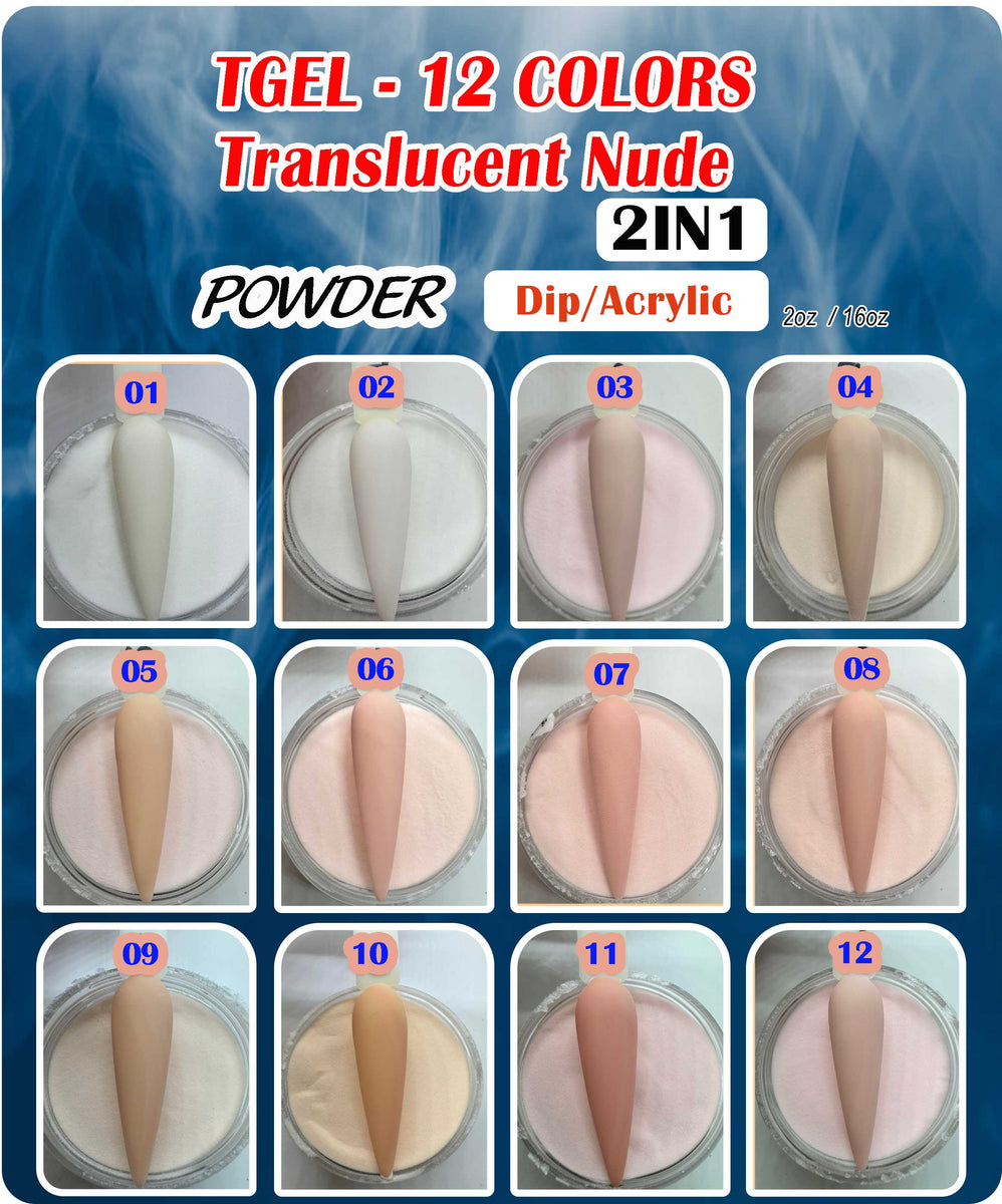 TGEL 12 Colors Nude Gel & Powder Mattching - Translucent Nude – Le's ...