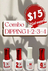 TGEL Dipping Powder System  New - Set 4 bottles 1-2-3-4