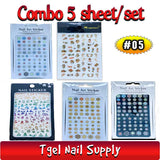 Combo 5 Sheet Decal Nail Sticker Xmas Christmas