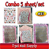 Combo 5 Sheet Decal Nail Sticker Xmas Christmas