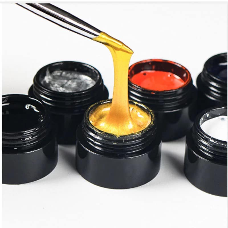 6 Couleurs De Gel Araignée, Peinture élastique Pour Nail Art, Gel UV LED, Gel à Ongles Pour Dessin, Nail Art, Manucure Avec Pinceaux