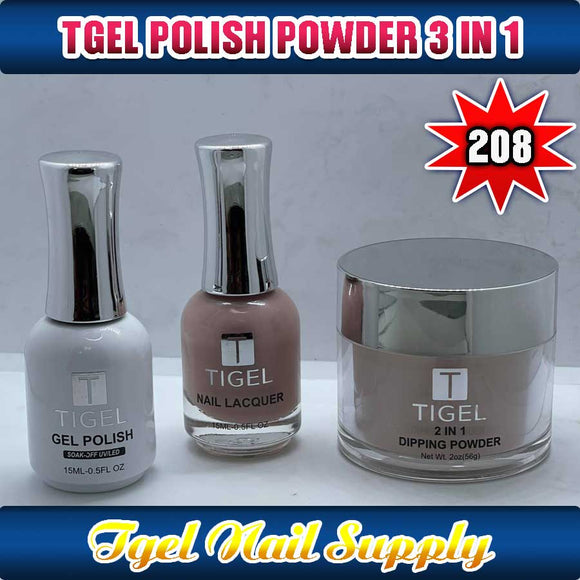 TGEL 3in1 Gel Polish + Nail Lacquer + Dipping Powder #208