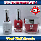 TGEL 3in1 Gel Polish + Nail Lacquer + Dipping Powder #216