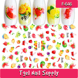 Nail Sticker 3D Fruits, Flower, Beach Coconut, Ice Cream, Kiss, . . .
