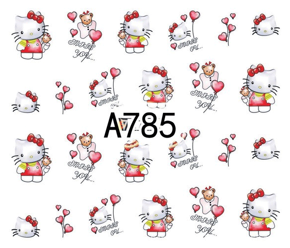 NAIL STICKER Cartoon, Hello Kitty & Heart #WG788 - TDI, Inc