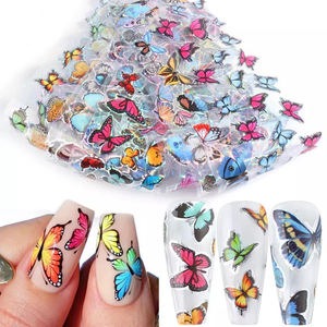 10Pcs/box Foil Nail Art Stickers Butterfly
