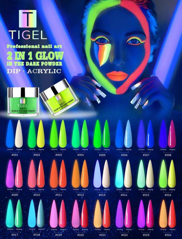 Full set Tgel 3 In 1 Glow In The Dark Powder 24 colors