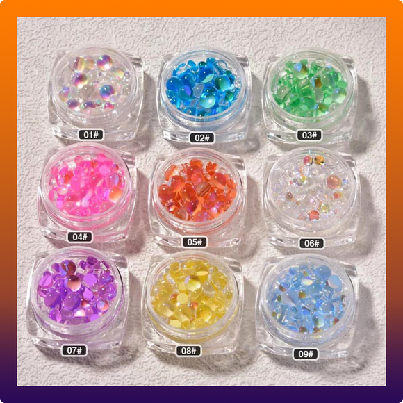 Set Glass Crystal Beads 3D Nail Art