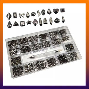 Diamond Box With 2.000 Stone 20 Shade Super Shiny Glass Stone 2000PC (20*100)