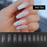 Makartt 500pcs/Bag Ballerina Nail Art Tips Clear/Natural  Coffin  Nails Art Tips Flat Shape Full Cover Manicure Nail Tips A0499