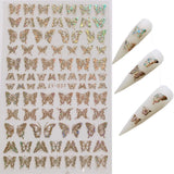 1 pieces buom holographic goldNail Art Laser Gold and Silver Butterfly Sticker Spring Summer Butterfly Designs Manicure ZY buom Vang