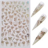 1 pieces buom holographic goldNail Art Laser Gold and Silver Butterfly Sticker Spring Summer Butterfly Designs Manicure ZY buom Vang
