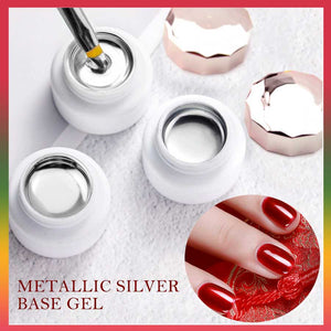 Lacquer Metallic Silver Color Base Emboss Gel metal Glitter Platinum Gel Nail Polish Painting Gels