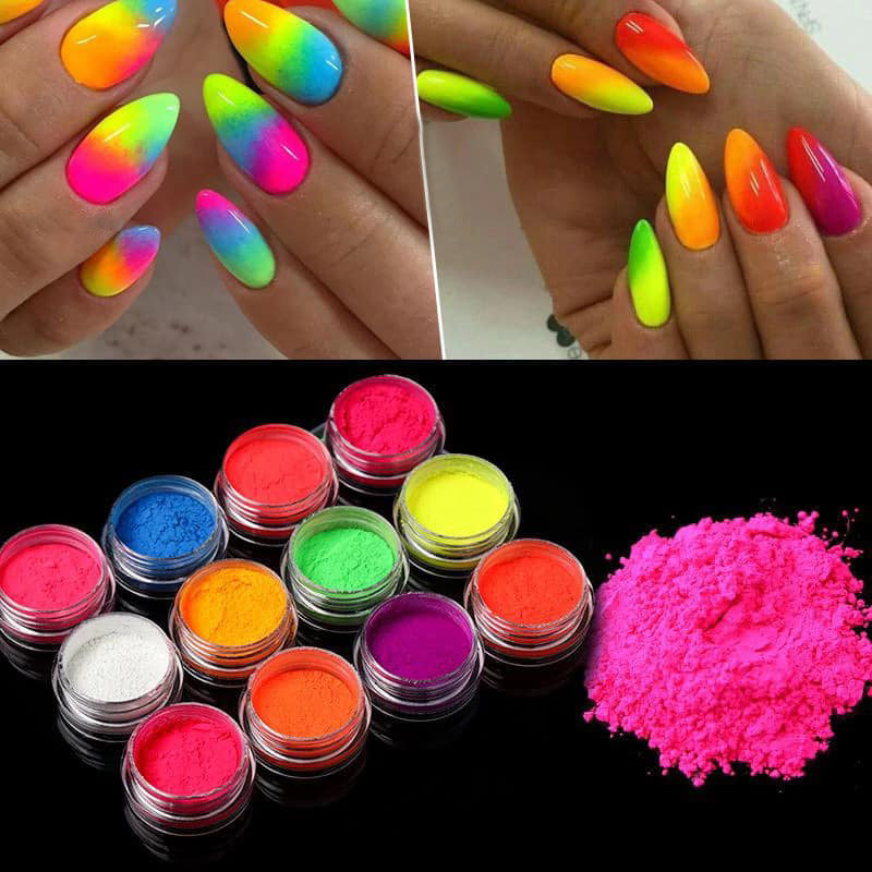 Glow In The Dark Pigment Powder - Neutral And Fluorescent Color For Art Painting, Fine Art, Nail Art Paint, And DIY Crafts - Non-Toxic, Long Lasting 10 Color Options Neutral Sk