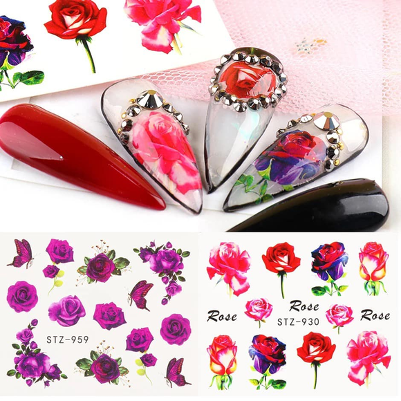 1Pcs 3D Nail Stickers  Flower Nail Decals Decoration